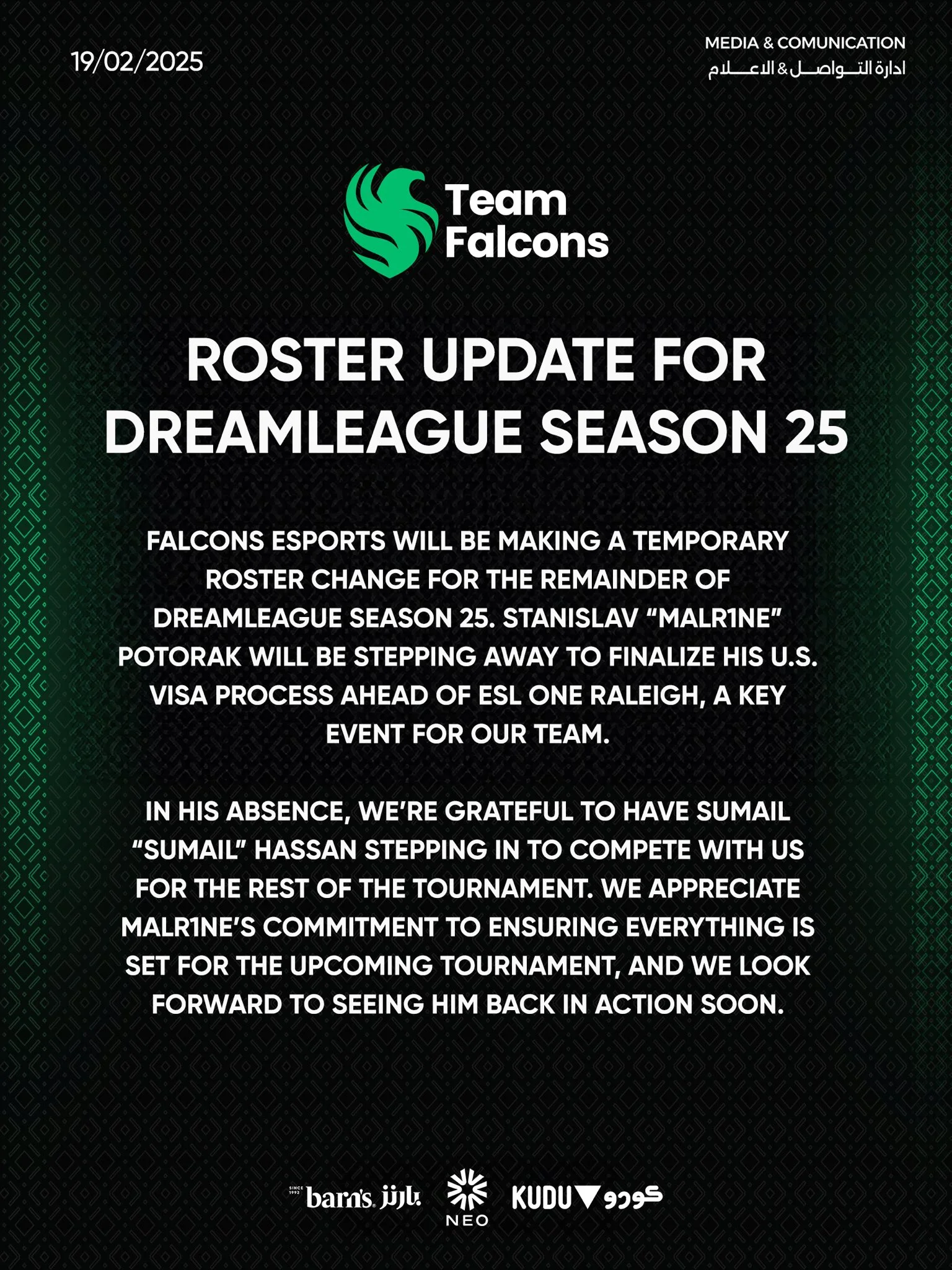  SumaiL  to Replace  Malr1ne  at Dreamleague S25