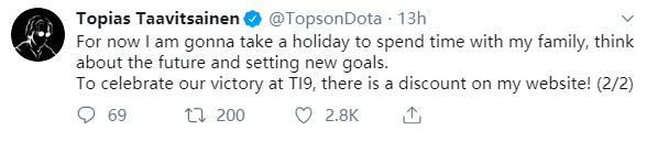 上帝不打我也不打了 Topson開始旅游放長假 Dota2 Gg電競王 世界第一環球dota2電競數據平臺