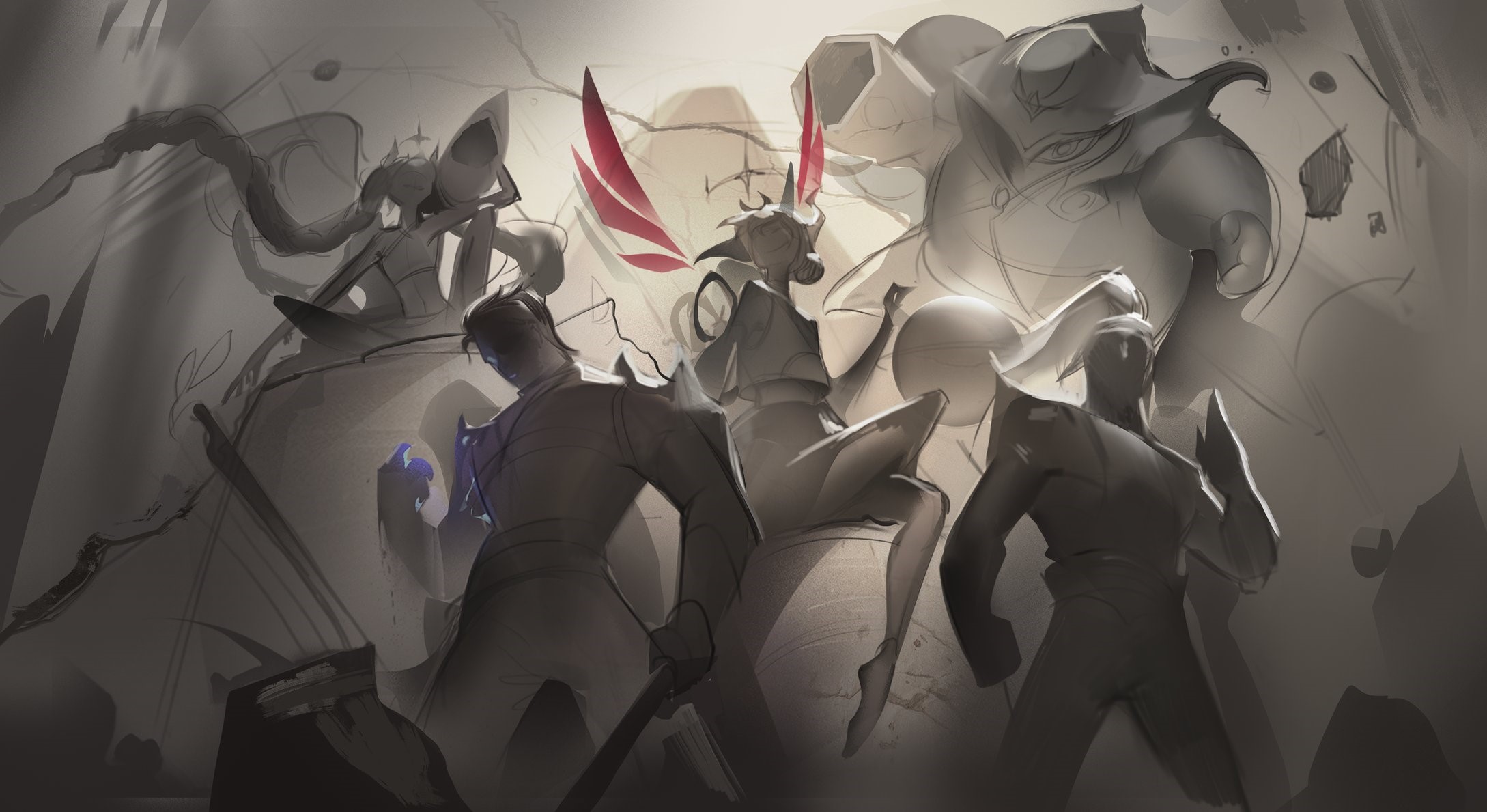  T1  Championship Skin Original Art Details: Sun and Moon Background,  Ruler 's Arrow Embedded in Orianna's Base