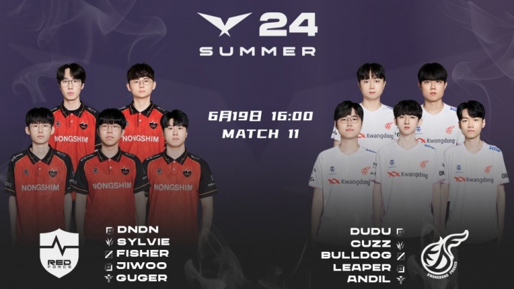  Nongshim RedForce   vs  Kwangdong Freecs  Tổng quan đội hình ra sân: Debut của  Fisher  trước  BuLLDoG 