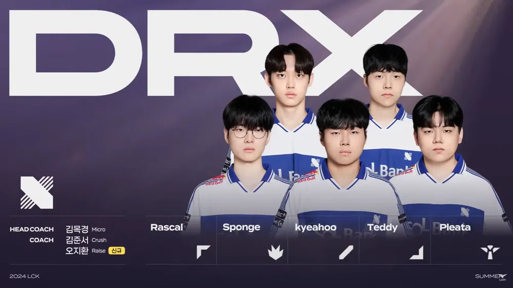  DRX  官方： Teddy  因健康原因將無法參加明天的比賽， Paduck  將作為替補