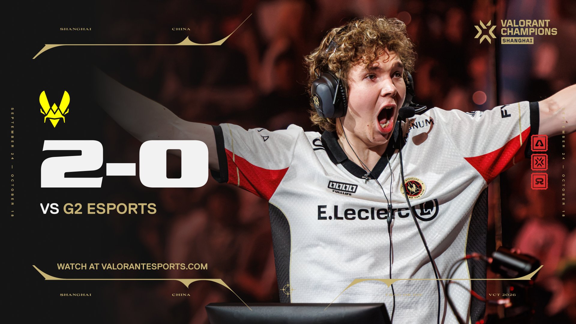Vitality sweep G2 to secure VALORANT Champions upper-bracket final berth