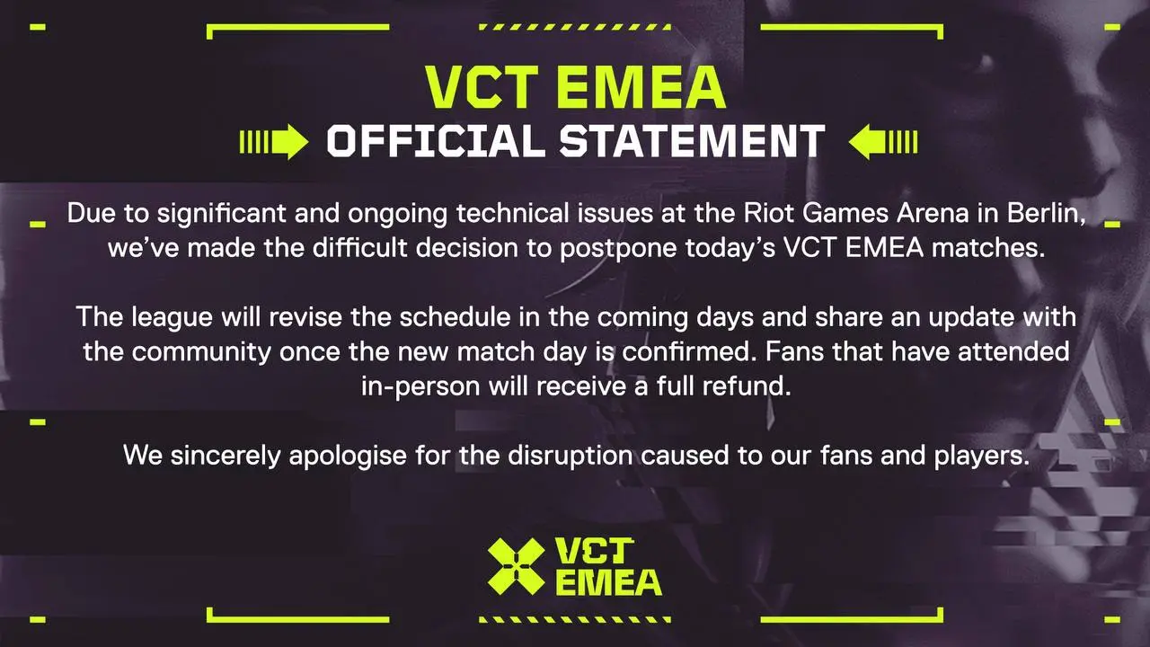 Problems continue to plague VCT 2025: EMEA Stage 1 — final group stage matches postponed indefinitely due to technical issues