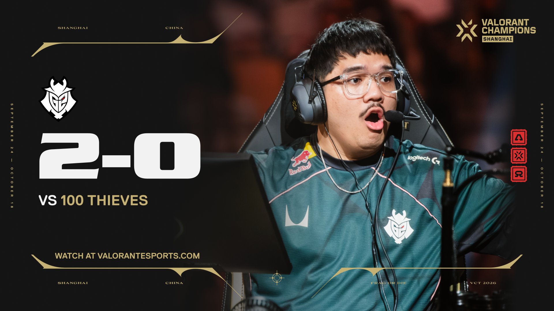 G2 sweep  100 Thieves  to reach VALORANT Champions upper semifinals
