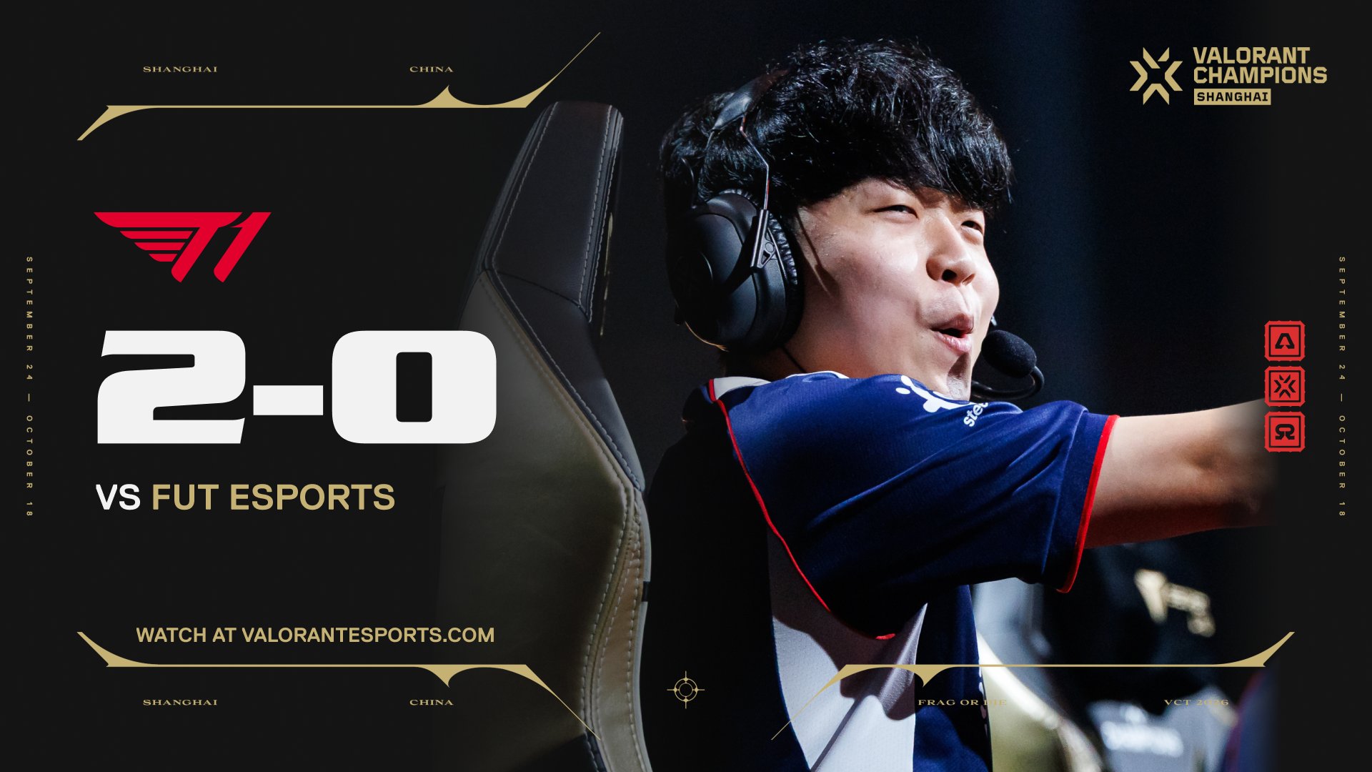   T1   横扫   FUT Esports   以获得最后一个 VALORANT Champions 季后赛名额